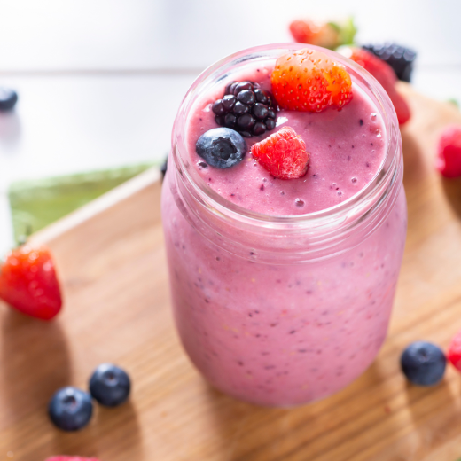 Berry Smoothie for boosting beauty with skin healthy ingredients including fruits